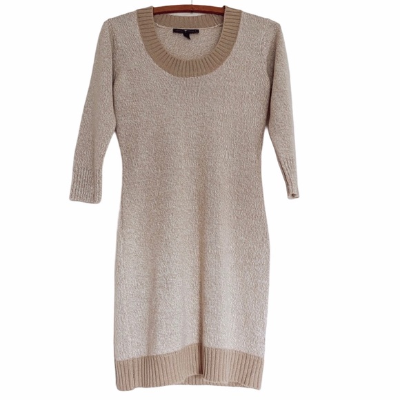 cream sweater dress with boots